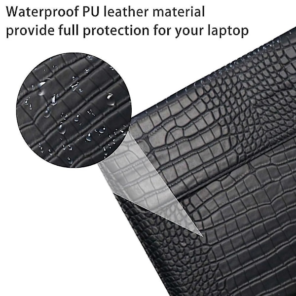 Krokodillemønstret Kunstlæder Flap Style Taske, 13 tommer Laptop Stand Sleeve Case, Laptop Beskyttelsesetui - Yvan sort black 13