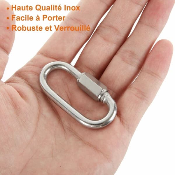 Quick Link Kædeforbinder, 16 Stykker M5/5mm Rustfrit Stål, D-formet til Hængekøjer (Ikke til Klatring)