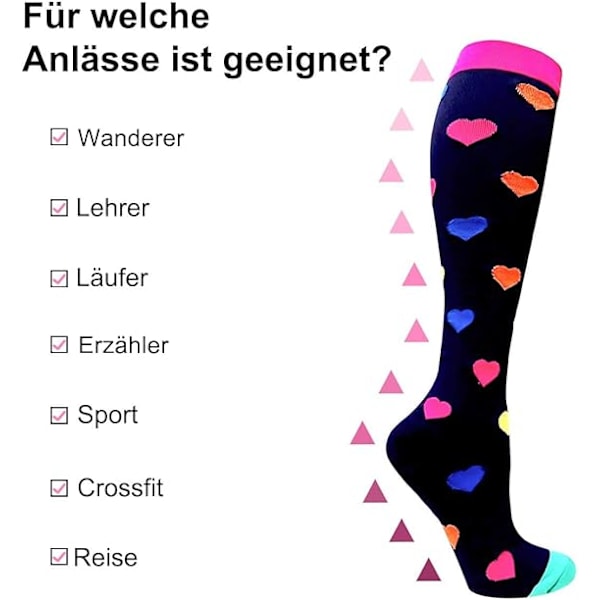 3 par kompressionsstrumpor för kvinnor, sportstrumpor för män med resår, dam