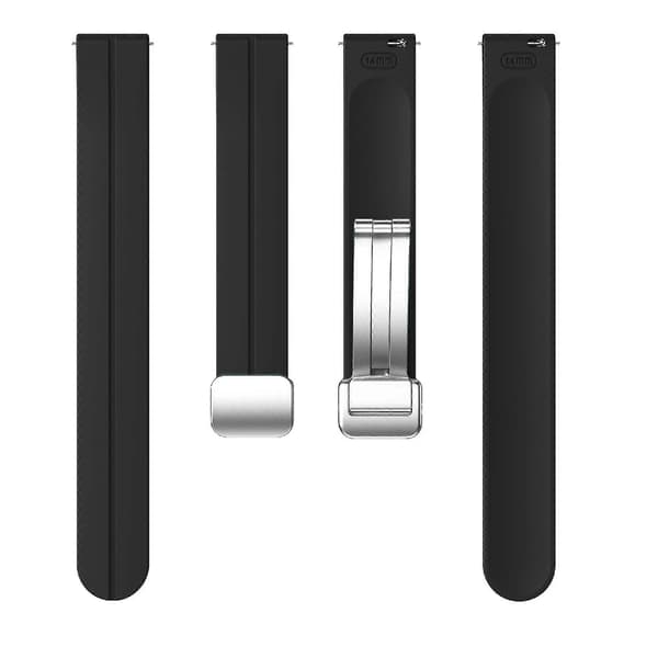 Silikonearmbånd til Garmin Lily 2 med magnetisk foldespænde Bla_max Black Silver Buckle