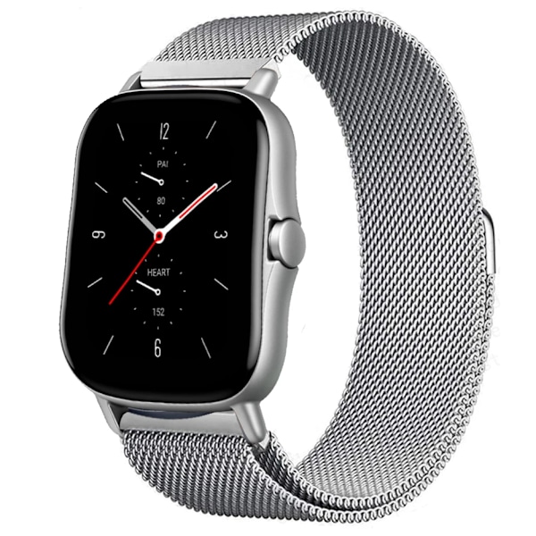 Magnetisk slinga för Amazfit GTS/4/2/2e/GTS2 Mini/3/GTR 4/3/2/47mm 20mm 22mm metallnät Smartwatch Mesh Amazfit Bip 5-rem Silver 20mm