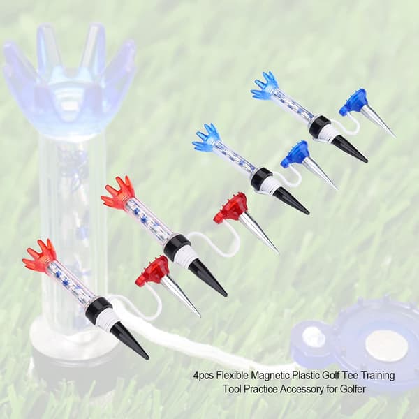 Golf Tees, 4 st flexibla magnetiska plastgolftees träningsövningsverktyg tillbehör för golfare