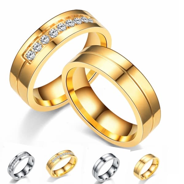 Par Rostfritt Stål Titan Ring Guld Storlek 8 2st - Perfet-max