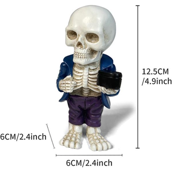 Miniature skeletfigurer | Hartsstatuer til boligindretning med sweater - Håndlavede skræmmende figurer, til skab akvarium husholdning vindueskarm Blå kostymbox