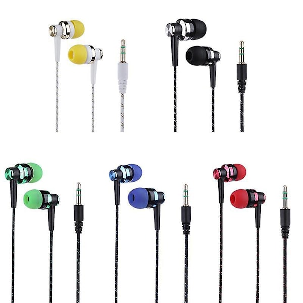 Snygg flettet ledning stereo musik headset til in-ear-headset uden mikrofon headset sort Black