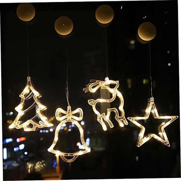 Hjemmeforsyning gardinlys lysende gardinlys LED sugekopp julelys til bryllup fest hage soverom vindusdekorasjon (snøfnugg stil)
