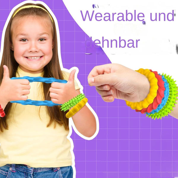 Sensoriska Stretcha Armband | Fidget Leksaker för Småbarn & Barn - Gummiband, 4-pack