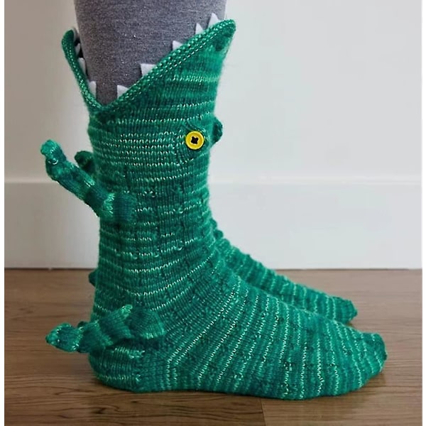 2 st stickade krokodilsstrumpor för kvinnor, djur alligator vintervarma