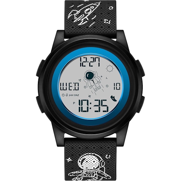Mænds Casual Ure Minimalistisk Digitalt Armbåndsur Multifunktionelt Elektronisk Ur Sports Vandafvisende Mænds Ur Dreng Gummi Armbånd Sort Blå Black blue