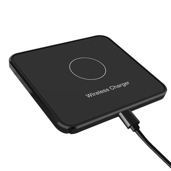 CQBB Square Desktop Qi Wireless Charger-15W-Elegant Black.Snabbladdningsplatta som är kompatibel med de flesta mobiltelefoner