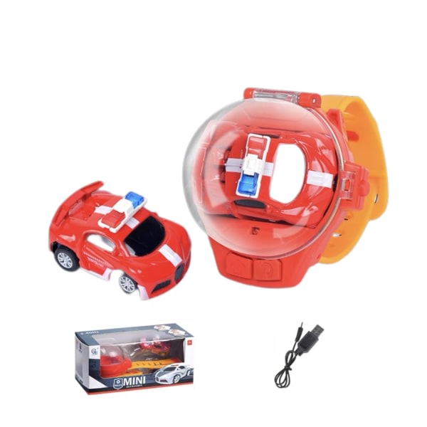 (1 förpackning) Watch Elektrisk Racing Fjärrkontroll Watch (Röd legering polisbil (laddningsversion))