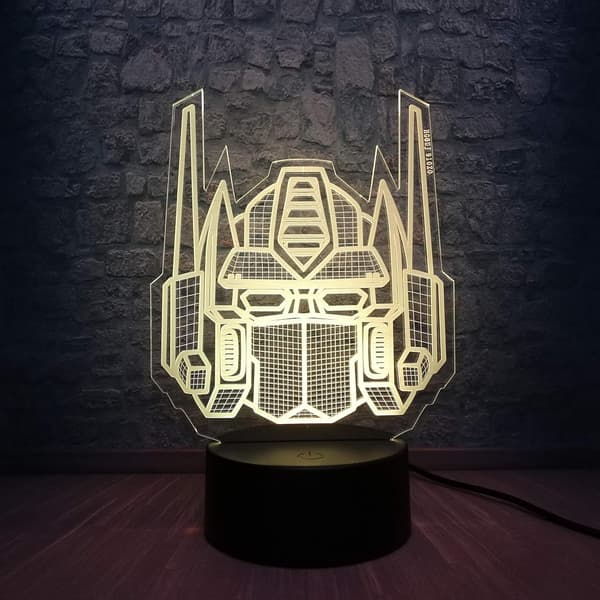 3D optisk illusjon Transformers modell skrivebordsbordlampe LED natt