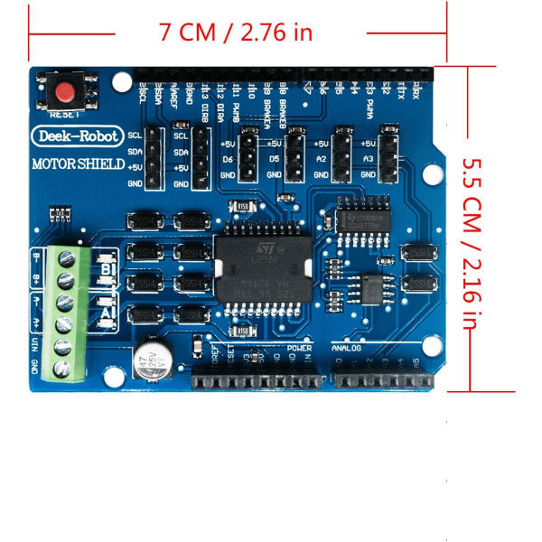 L298P Shield Expansion Board DC Motor Driver Module 2A H-Bridge 2 way Kompatibel med UNO R3 Mega2560