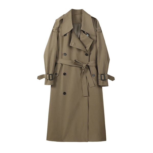 Lanmrem Uregelmessig Trench Rock for Kvinner 2024 Våren Solid Farge Lapel Dobbel Breasted Fashion Lang Vindbreaker Klær Klær Klær 2R78622 Beige L