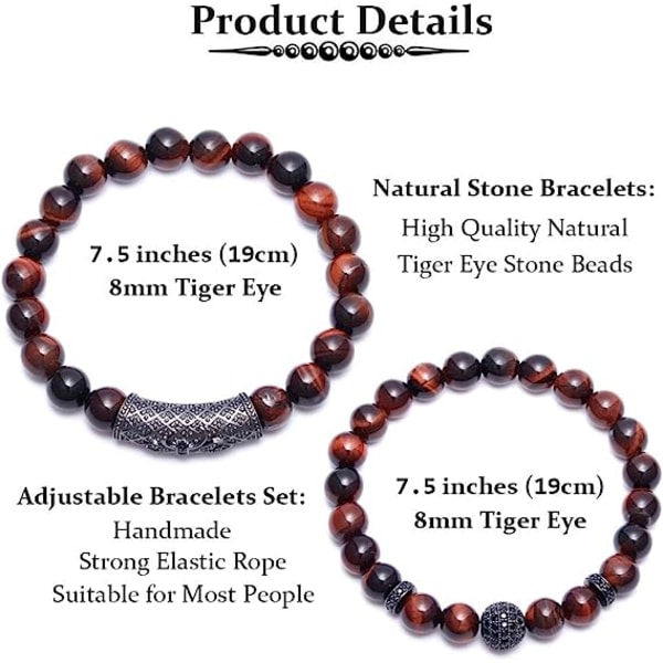 CQBB 8mm Tiger Eye Stone Beads Armband Elastik Natursten Yoga Armband för Kvinnor Män