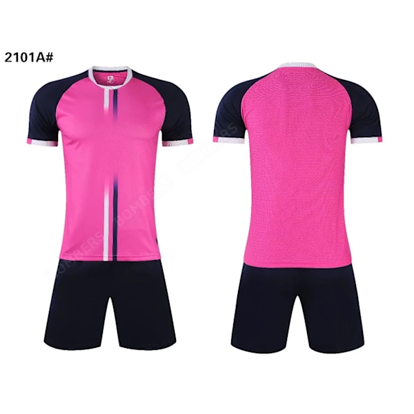 Herr Barn Fotbollströja Kostym Anpassad Kortärmad Sommar Fotbollsträning Uniform Matchande Träningsoverall 2 Delar Skjorta Shorts Set rosa pink L