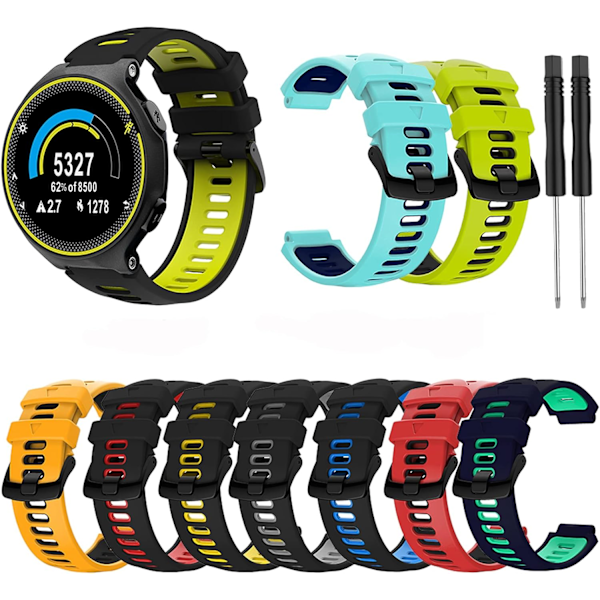 Silikonarmband med rostfritt stålspänne, ersättningsrem för Garmin Forerunner/ 235/235lite/ 220/230/620/630/735xt, för Garmin Approach S20/S5/S6