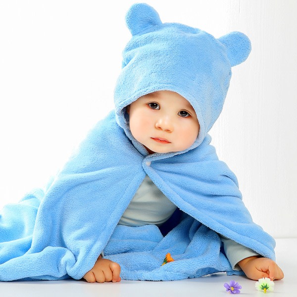 Ny 70*140 barns söt björn Supermjuk baby med huva1 handduk