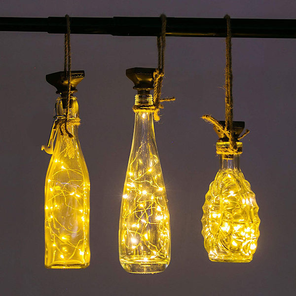 6 st 2 m 20 LED solcells drivna korkformade ljusslingor vattentäta