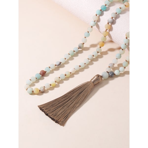 108 Mara Bead Halsband Semi-Precious Meditation Necklace 108 Handknuten japanska
