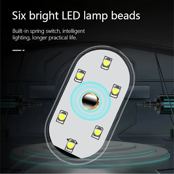 2 st trådlösa LED-billampor med touch-funktion, 5V, 7 färger, justerbar, uppladdningsbar, USB, touch, vit White