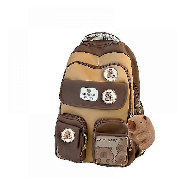 Skolväska Brun 2024 Capybara Ridge Stor Ryggsäck För Pojkar Och Flickor, Märkeskort Brown Backpack