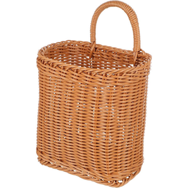 Rattan Hängande Blomkruka Boho Liten Vävd Korg, Pastoral Hängande Grönsakskorg Väggkorg Dekoration, Vägghängande