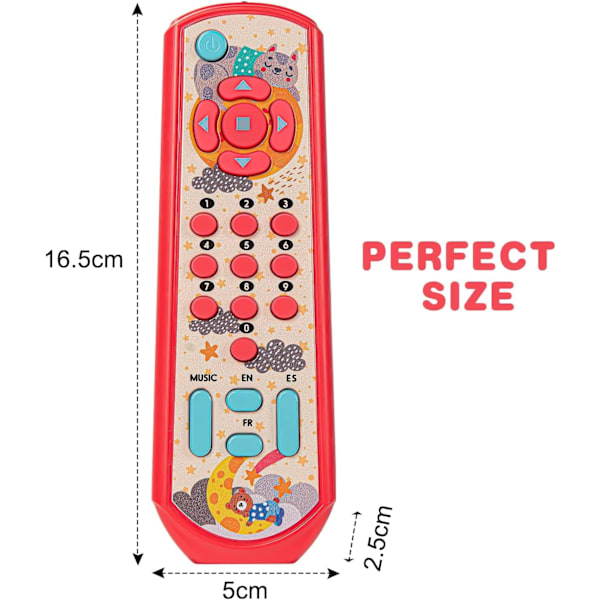 Læringsfjernkontroll leketøy for barn, musikklæringsinnhold, baby leketøy fra 6 måneder (Rød) RED