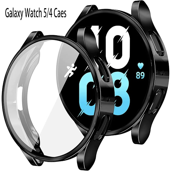Etui til Samsung Galaxy Watch 4 5 6 40 mm 44 mm Cover Dækning Silikon TPU Bumper Skærmbeskyttelse Fuld tilbehør Sort Galaxy Watch6 40mm