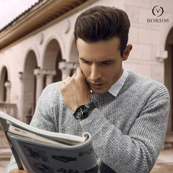 Minimalistiska Par Klockor Kvinna Man Armbandsur Business Rostfritt Stål Klocka Analog Kvarts Klocka 50m Vattentät Lysande Klocka Svart A Black A