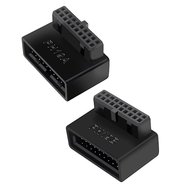PH19B USB 3.0 Internt Header USB3.0 19/20P Socket 90 Graders Adapter Konverter til Computer Bundkort Sort-max Black
