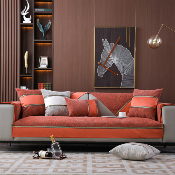 Halkfri soffdyna i färgblock i modern minimalistisk stil Röd 70*210cm