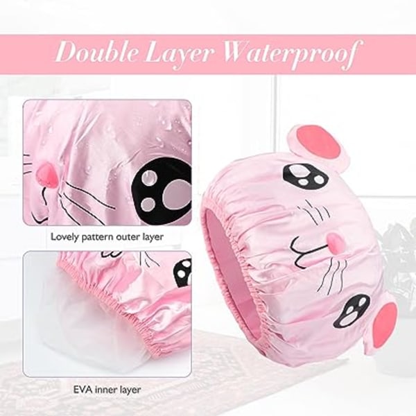 2-pack duschmössor (rosa+grå), vattentäta duschmössor för barn
