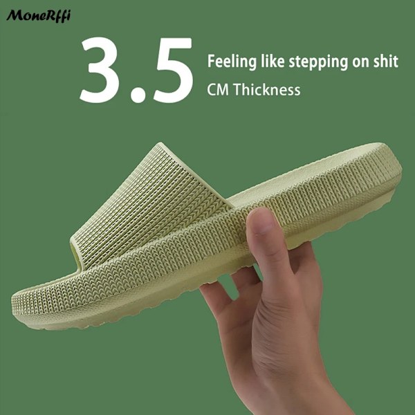 2024 Sommartofflor Män Mjuk Inomhus Hem Platta Sandaler Kvinnor Mode Flip Flops Strand Skor Man Par Icke-Slip Badrummer Bilder B Green 42-43