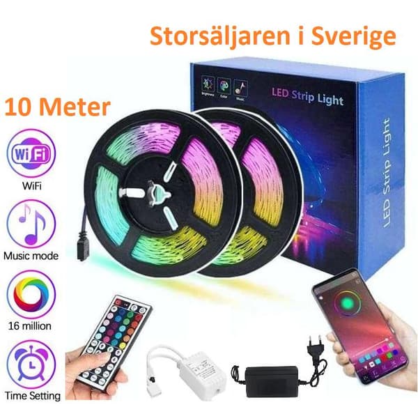 Flexibel 10m RGB LED-remsa / Ljusslinga / LED-remsa Bluetooth APP Multicolor_max Multicolor multifärg