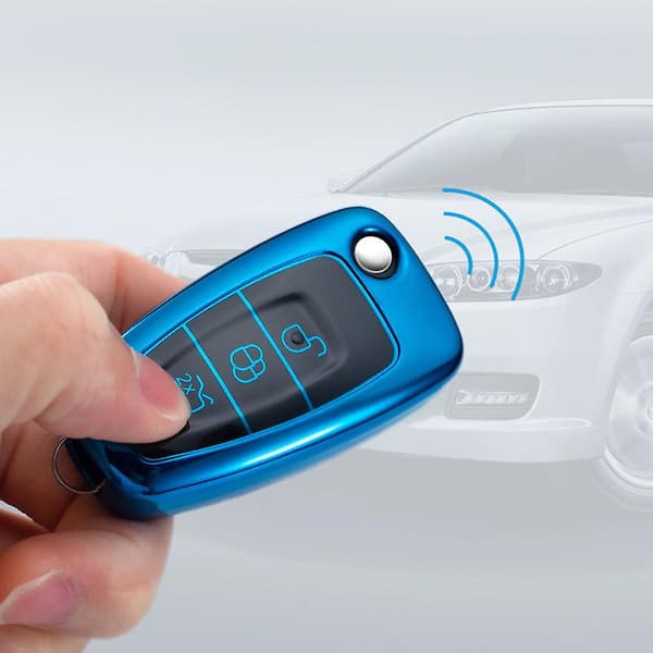 Bil Foldbar Nøgleetui Taske Nøglering Til Ford Focus C Max S Max Galaxy Mondeo Ranger Transit Tourneo Custom Tpu Beskyttelse| | sølv-max silver