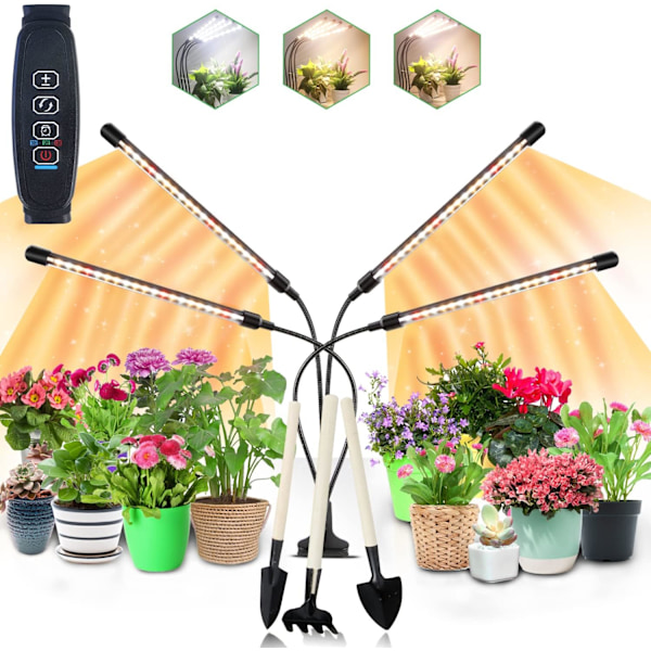 LED Grow Light, 80 LEDs, Full Spectrum, Timer, Dimmable for Indoor Plants & Vegetables