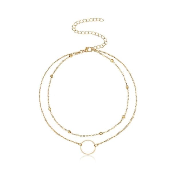 Vintage Ring-anheng Boho Chic Choker Halskjede Sølv