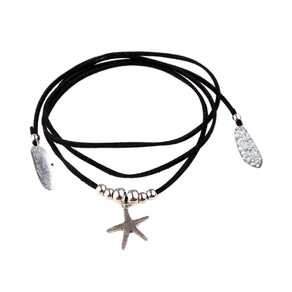 Starfish hänge halsband Y2K stil sjöstjärna hänge chokers med långt rep Svart