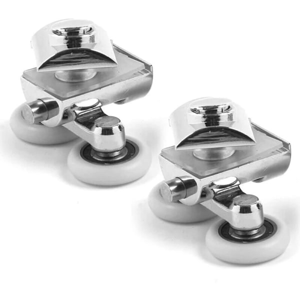 Sett med 4 doble hjul - For skyvedusjdører, 2 hjul 23 mm diameter sinklegering baderom