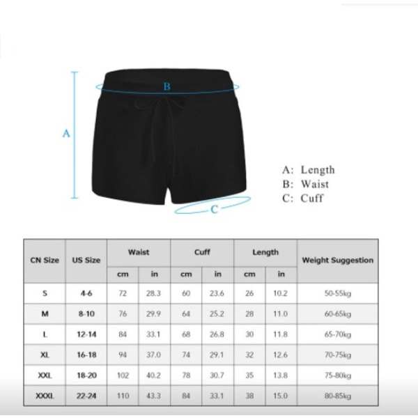 Sommerbadedrakt for damer med lav slips plus størrelse Boxer XL (svart blå),