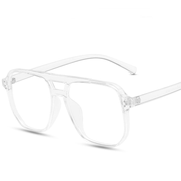 Dubbelstråle Anti-blå ljusglasögon Lättvikts anti-ögonträngande bländning Spegelglasögon för damer Trendig dekoration，Transparent vit
