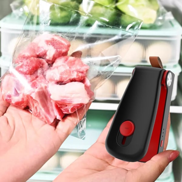 Käsikäyttöinen Lämpötiivistyslaite Ruokalle, Tyhjiöpakkaaja ja Leikkuri Kotikeittiöön Black red