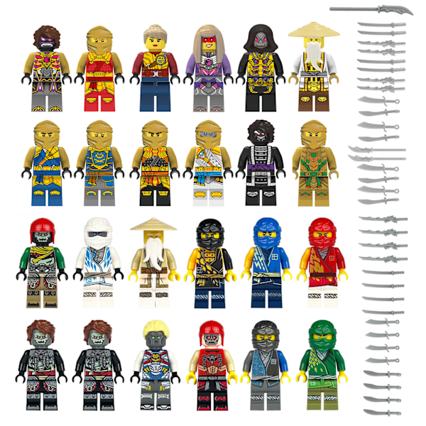 24 kpl LEGO minifiguurisetti Kai Jay Sensei Wu Mestarirakennus värikäs colourful one size