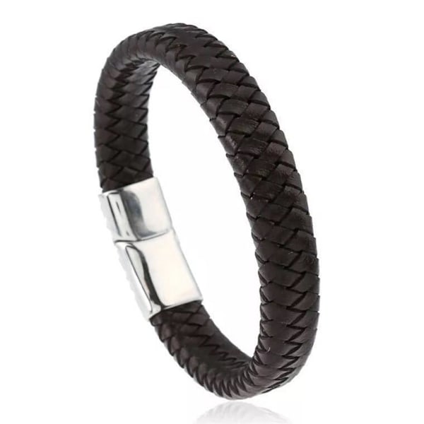 Komfortabel PU-læder unisex armbånd sort 21CM