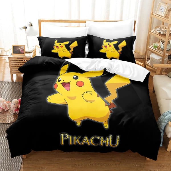 SQBB P16 Pikachu 3d - printed Sängkläder Set Påslakan Quilt Cover Örngott Barn Present