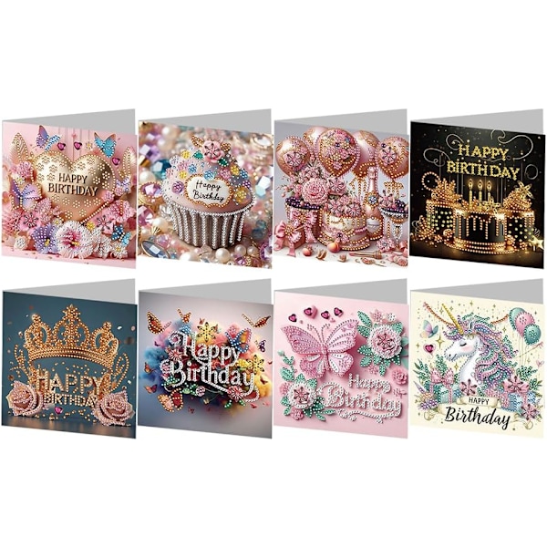 Handgjorda Diamantkonst Julgratulationskort-set, 12/8/6/4-pack, DIY Kristallkort HK044