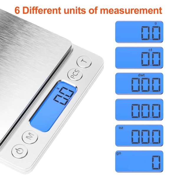 Kitchen Scale - Milligram Scale - Electronic Scale - 0.01 to 500 grams - Silver
