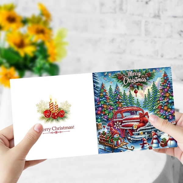 12/8/6/4-pack DIY Diamantkonst Julgranskortsset, Handgjorda Kristallkonstkort HK059