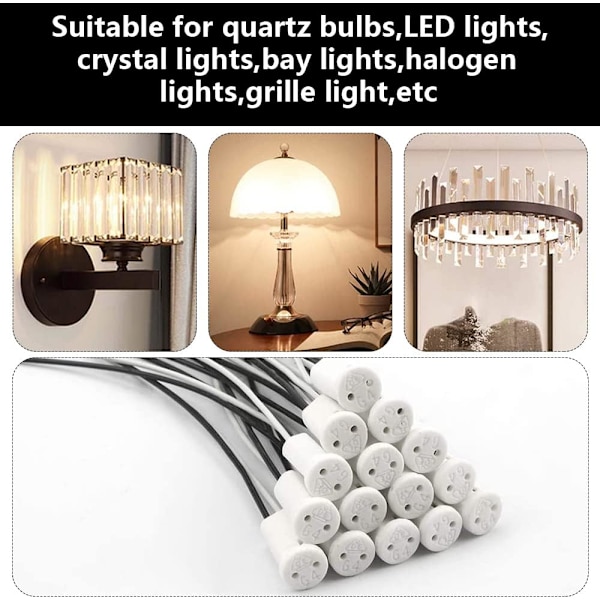 25 st G4-lamphållare i keramik med 30 cm Teflon-kabel G4-lamphållare för kvartshalogenlampor Glödlampor LED-lampor